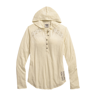 Lace Accent Hooded Henley