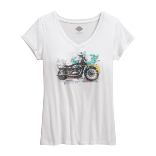Watercolor Motorcycle V-Neck Tee