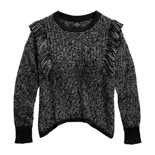 Mixed Yarn Fringe Sweater