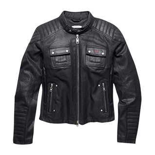Quilted Coated Denim Riding Jacket