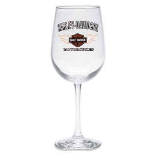 Flames Bar & Shield Logo Wine Glass