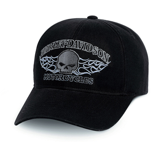 SKULL WITH FLAMES FITTED BASEBALL CAP