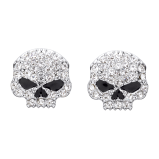 Clear Rhinestone Skull Stud Earrings