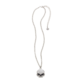 Clear Rhinestone Skull Necklace
