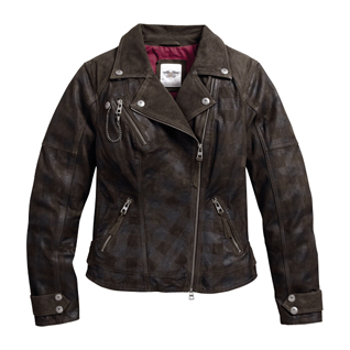 Haunt Plaid Leather Biker Jacket